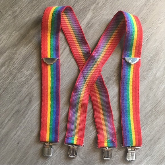 Other - ✂️ FINAL SALE ✂️ VTG Elastic Rainbow Suspenders